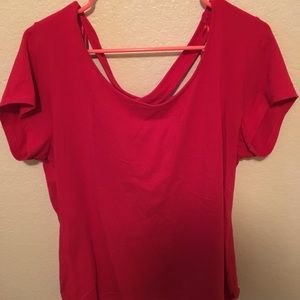 Red crisscross back tee